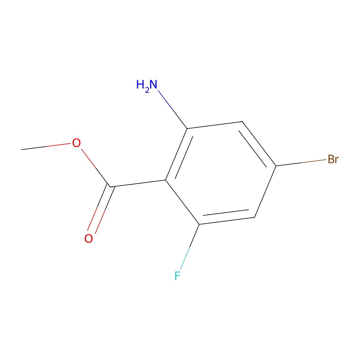 Methyl 2-amino-4-bromo-6-fluorobenzoate molecular structure, CAS 1698028-23-7