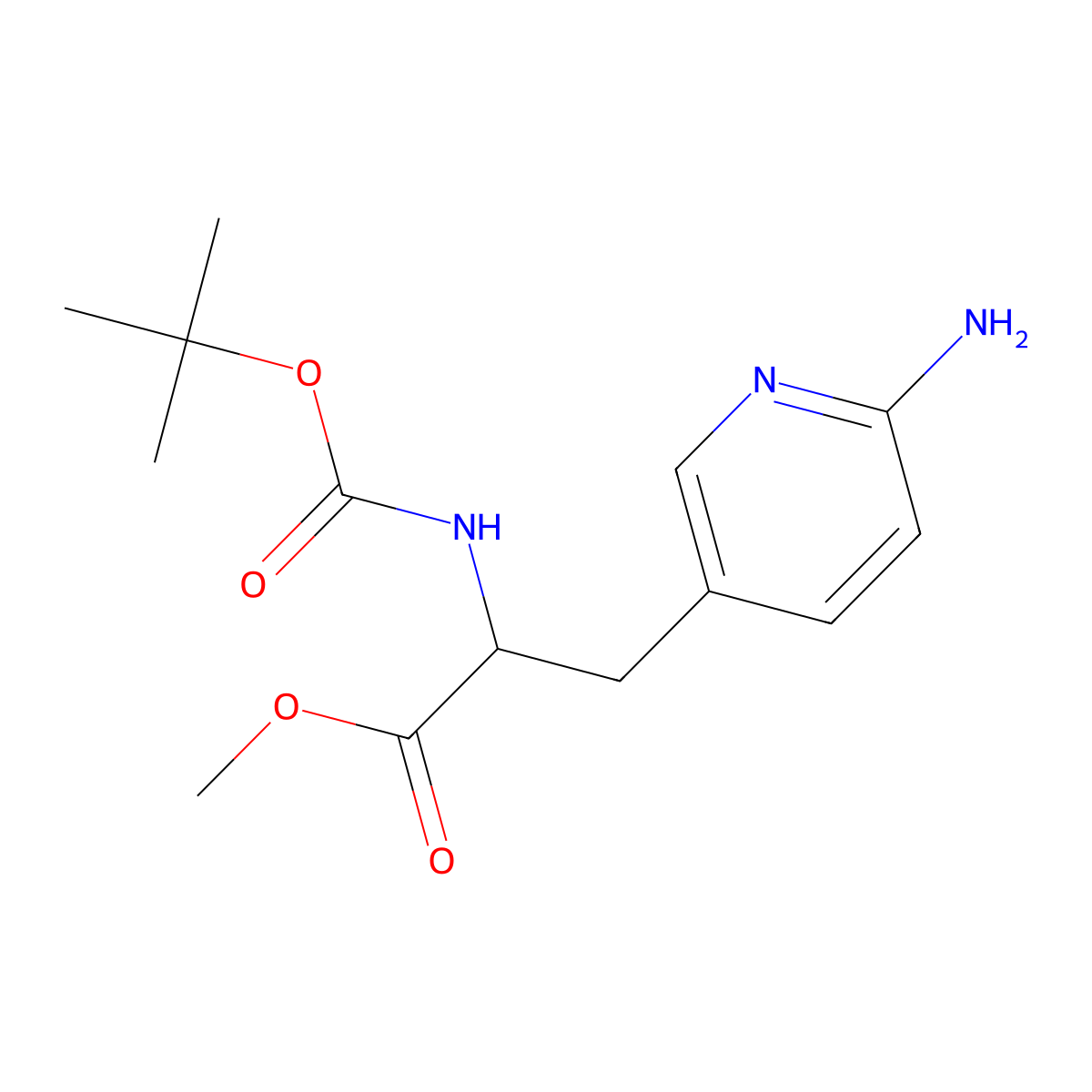 (S)-Methyl 3-(6-aminopyridin-3-yl)-2-((tert-butoxycarbonyl)amino)propanoate molecular structure, CAS 1698038-73-1
