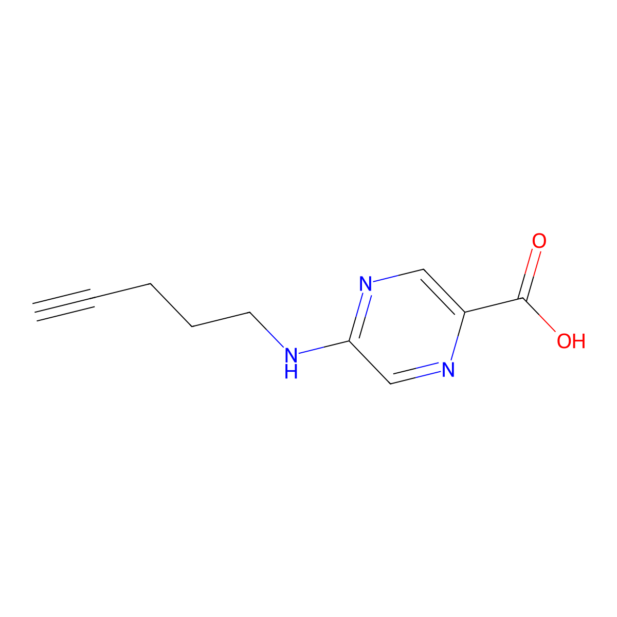 5-[(Pent-4-yn-1-yl)amino]pyrazine-2-carboxylic acid molecular structure, CAS 1698046-98-8