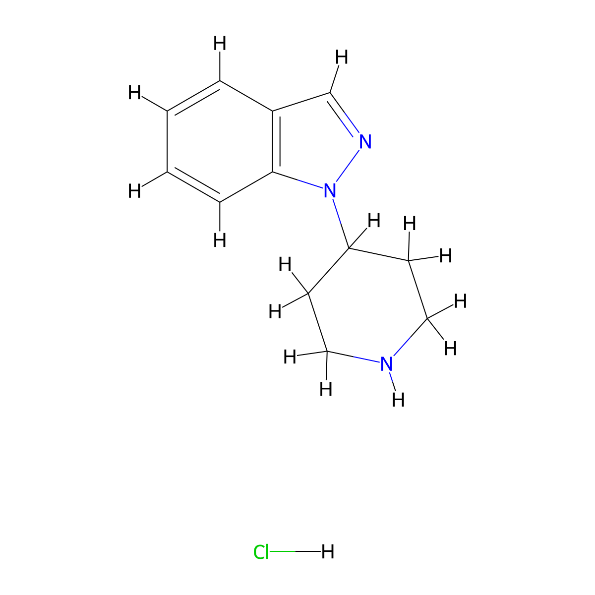 1-(piperidin-4-yl)-1H-indazole hydrochloride molecular structure, CAS 1698048-61-1