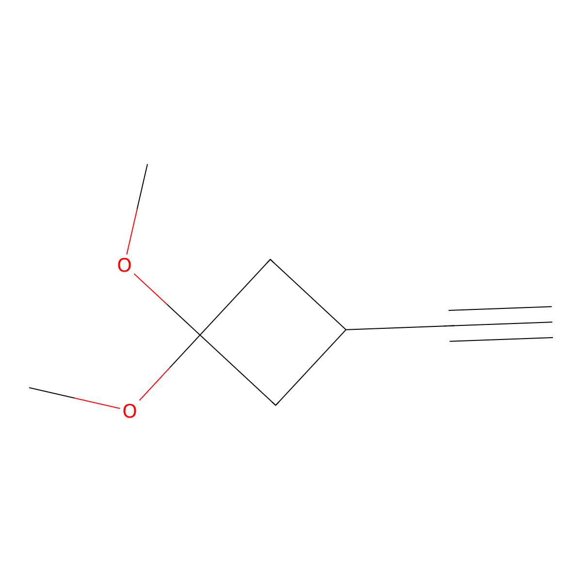 3-Ethynyl-1,1-dimethoxycyclobutane molecular structure, CAS 1698054-38-4