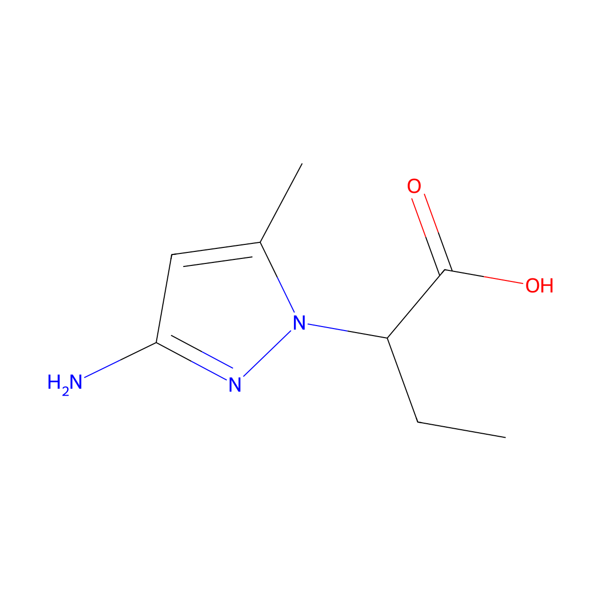 2-(3-Amino-5-methyl-1H-pyrazol-1-yl)butanoic acid molecular structure, CAS 1698093-56-9
