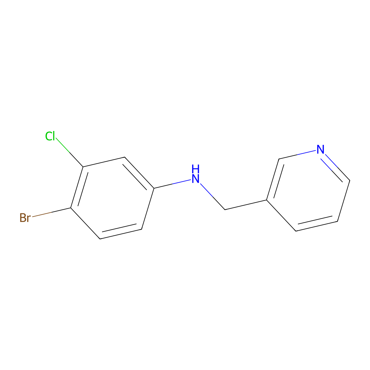 4-bromo-3-chloro-N-[(pyridin-3-yl)methyl]aniline molecular structure, CAS 1698093-60-5