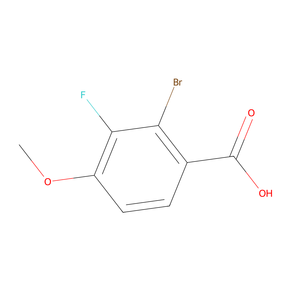 2-Bromo-3-fluoro-4-methoxybenzoic acid molecular structure, CAS 1698102-04-3
