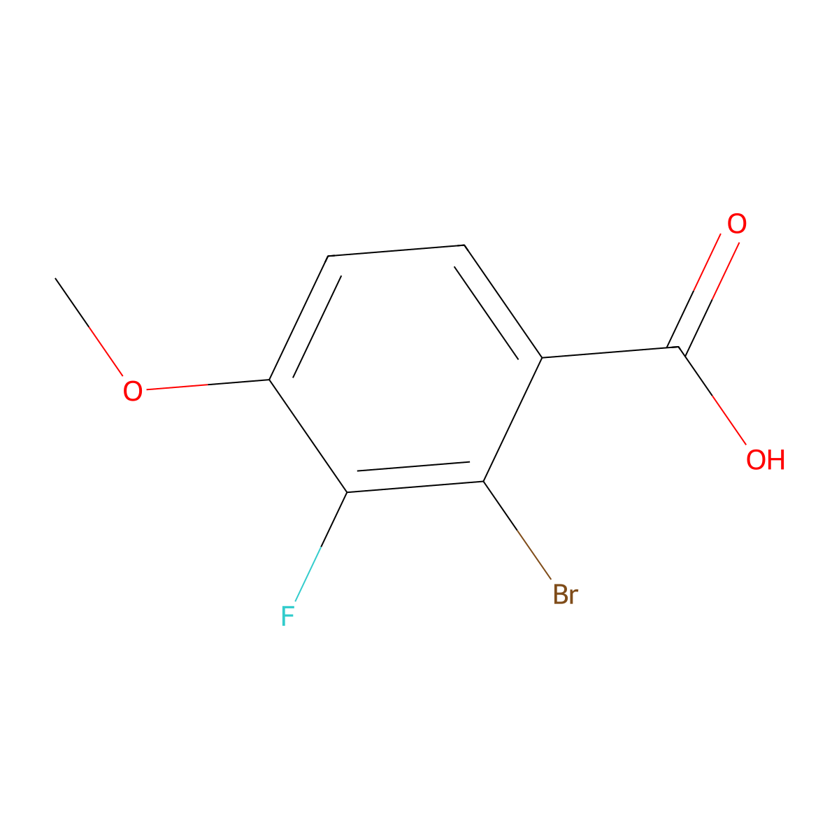 2-Bromo-3-fluoro-4-methoxybenzoic acid molecular structure, CAS 1698102-04-3