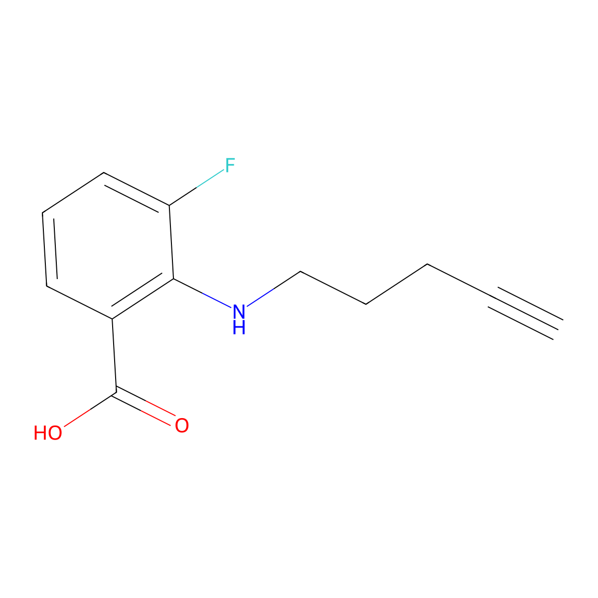 3-Fluoro-2-[(pent-4-yn-1-yl)amino]benzoic acid molecular structure, CAS 1698107-54-8