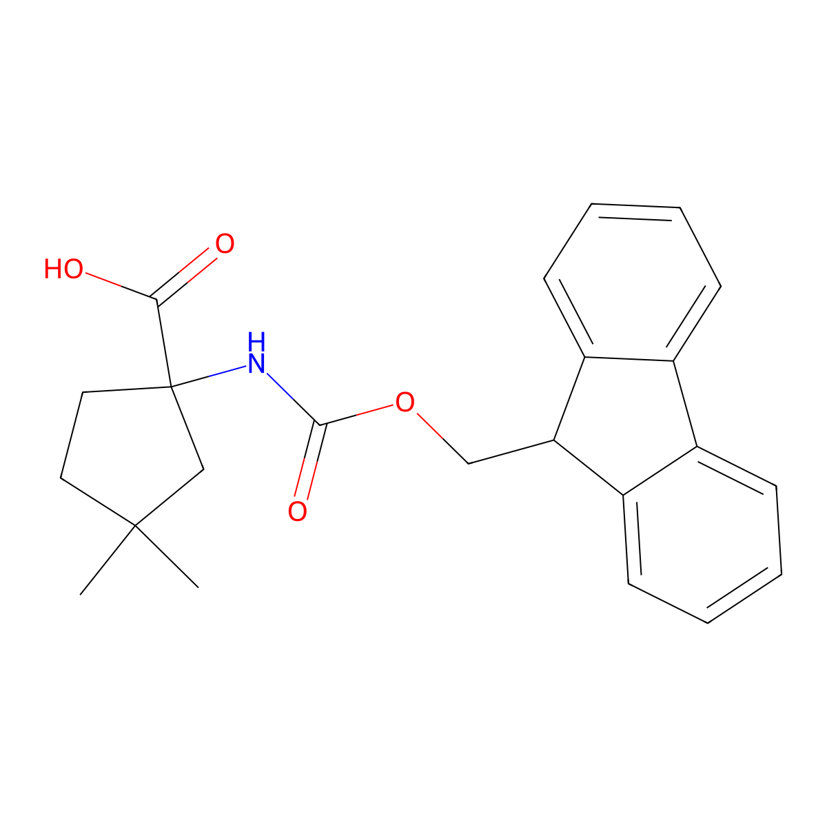 1-((((9H-fluoren-9-yl)methoxy)carbonyl)amino)-3,3-dimethylcyclopentane-1-carboxylic acid molecular structure, CAS 1698108-29-0