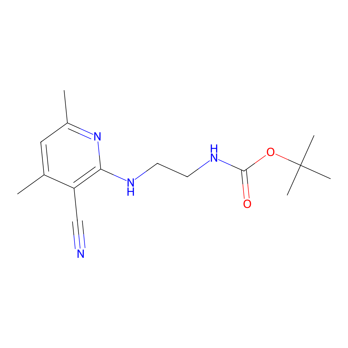 [2-(3-Cyano-4,6-dimethyl-pyridin-2-ylamino)-ethyl]-carbamic acid tert-butyl ester molecular structure, CAS 1698121-52-6