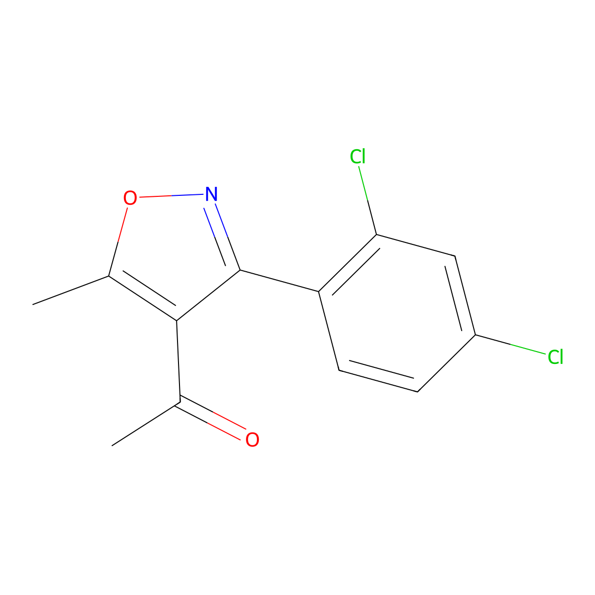 1-[3-(2,4-Dichlorophenyl)-5-methylisoxazol-4-yl]ethan-1-one molecular structure, CAS 169814-56-6
