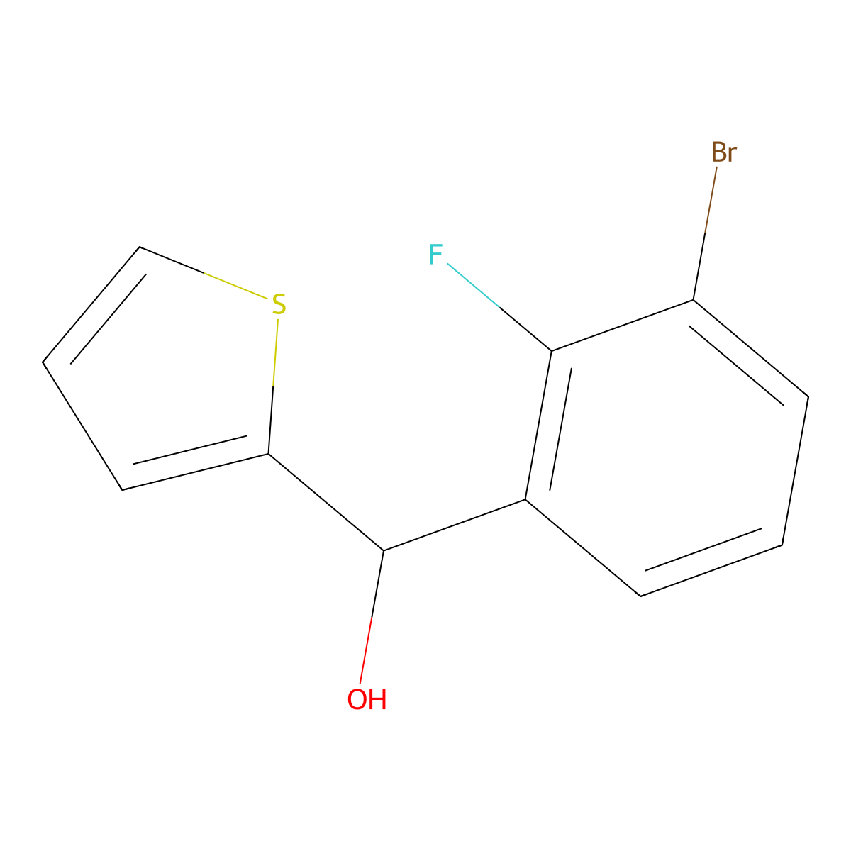 (3-Bromo-2-fluorophenyl)(thiophen-2-yl)methanol molecular structure, CAS 1698155-61-1