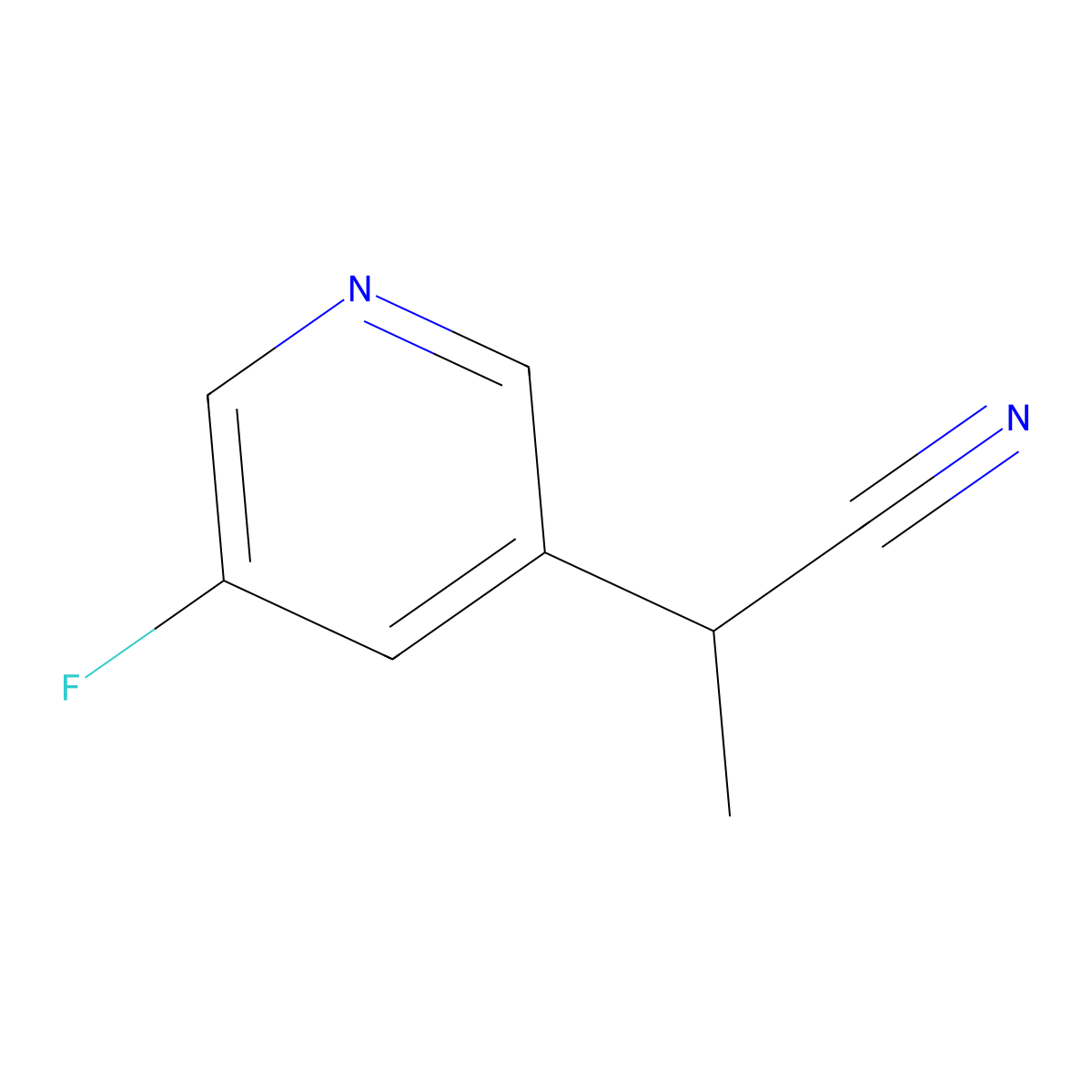 2-(5-Fluoropyridin-3-yl)propanenitrile molecular structure, CAS 1698157-37-7
