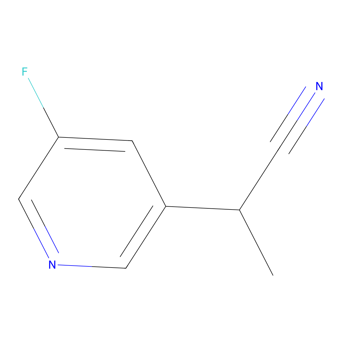 2-(5-Fluoropyridin-3-yl)propanenitrile molecular structure, CAS 1698157-37-7