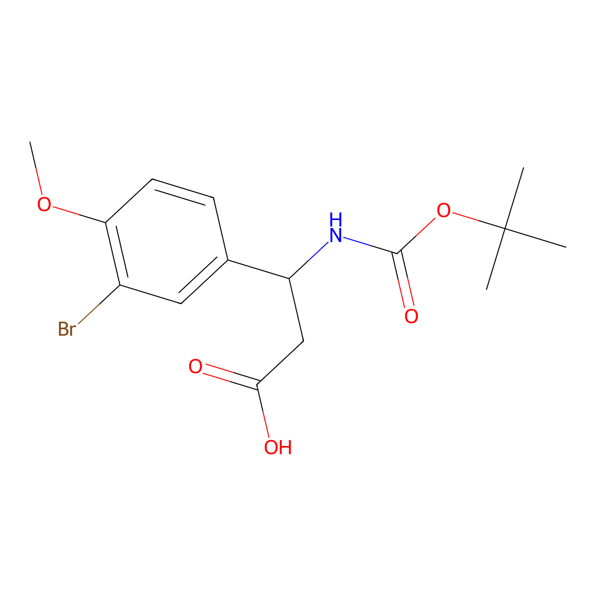 3-(3-Bromo-4-methoxyphenyl)-3-(((tert-butoxy)carbonyl)amino)propanoic acid molecular structure, CAS 1698166-71-0