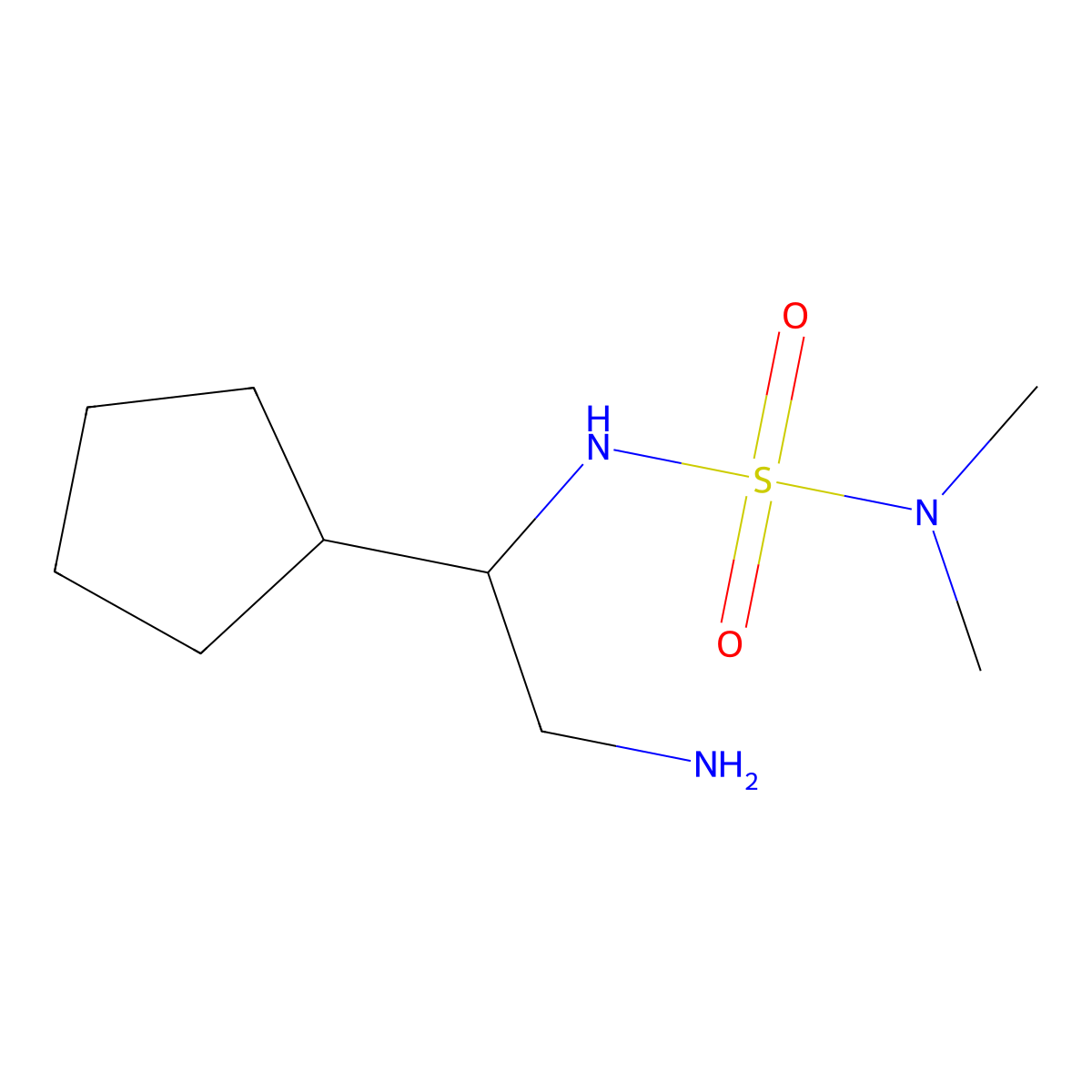 [(2-Amino-1-cyclopentylethyl)sulfamoyl]dimethylamine molecular structure, CAS 1698178-16-3