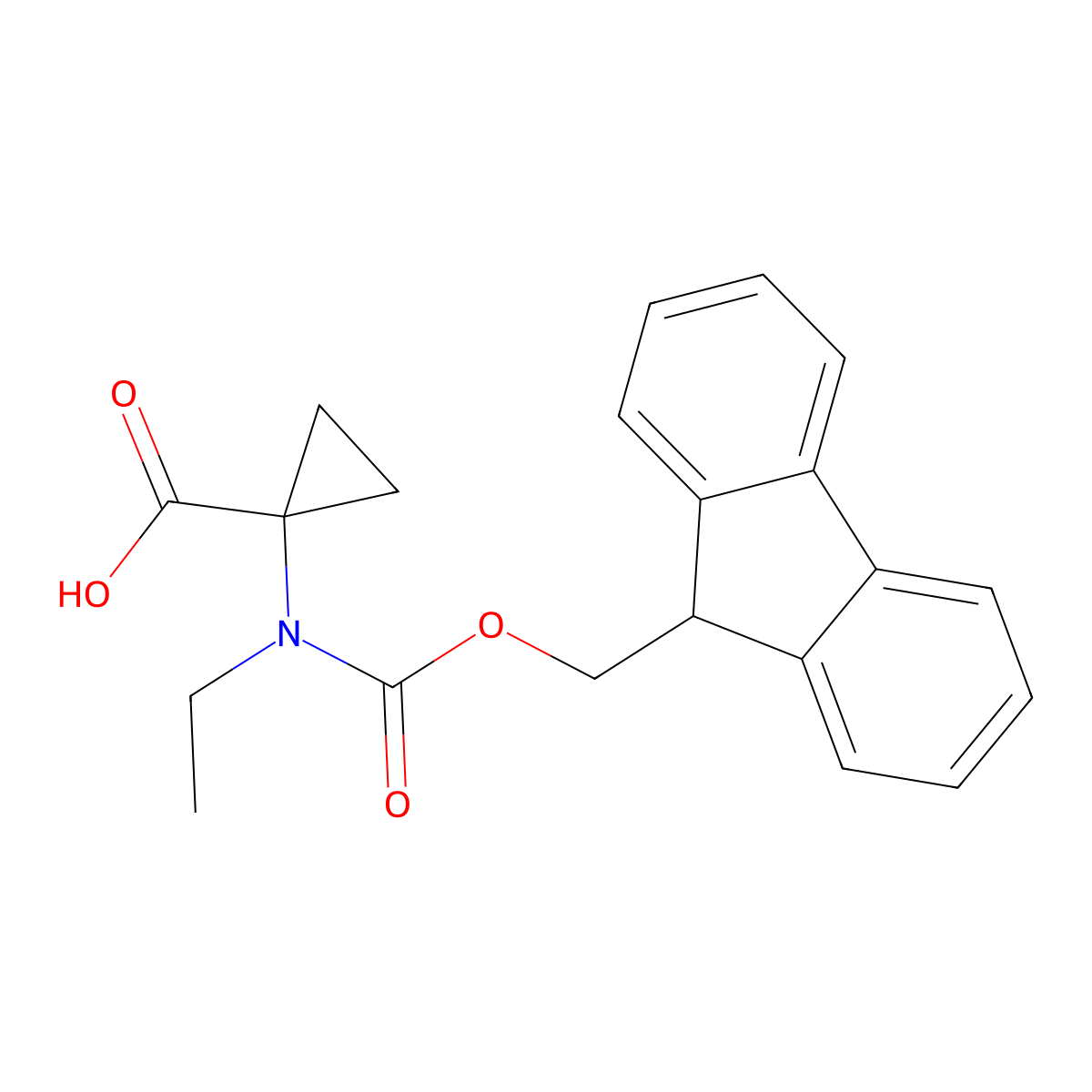 1-((((9H-Fluoren-9-yl)methoxy)carbonyl)(ethyl)amino)cyclopropane-1-carboxylic acid molecular structure, CAS 1698188-75-8