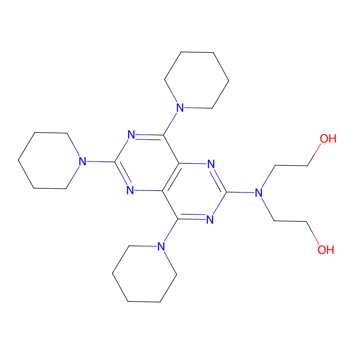 Dipyridamole tripiperidine molecular structure, CAS 16982-40-4