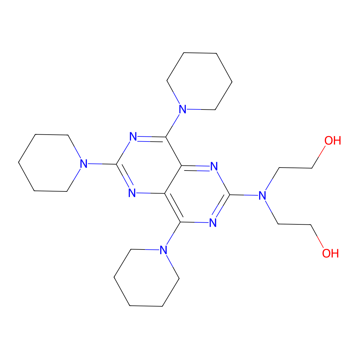 Dipyridamole tripiperidine molecular structure, CAS 16982-40-4