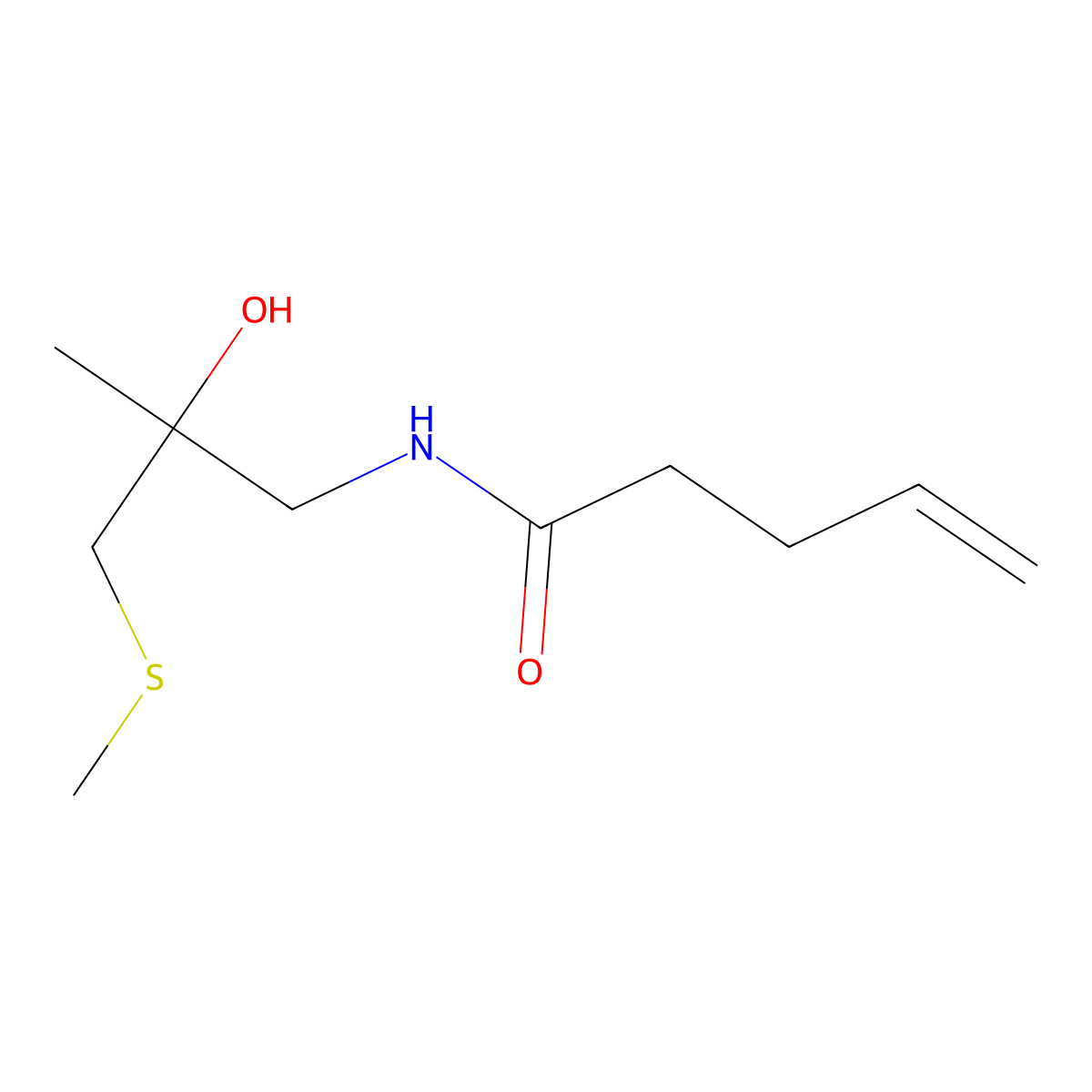 N-(2-hydroxy-2-methyl-3-(methylthio)propyl)pent-4-enamide molecular structure, CAS 1698201-78-3