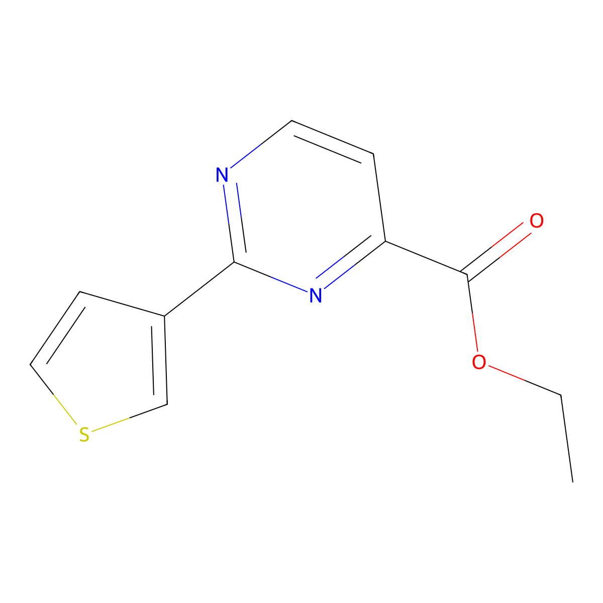 Ethyl 2-(thiophen-3-yl)pyrimidine-4-carboxylate molecular structure, CAS 1698213-94-3