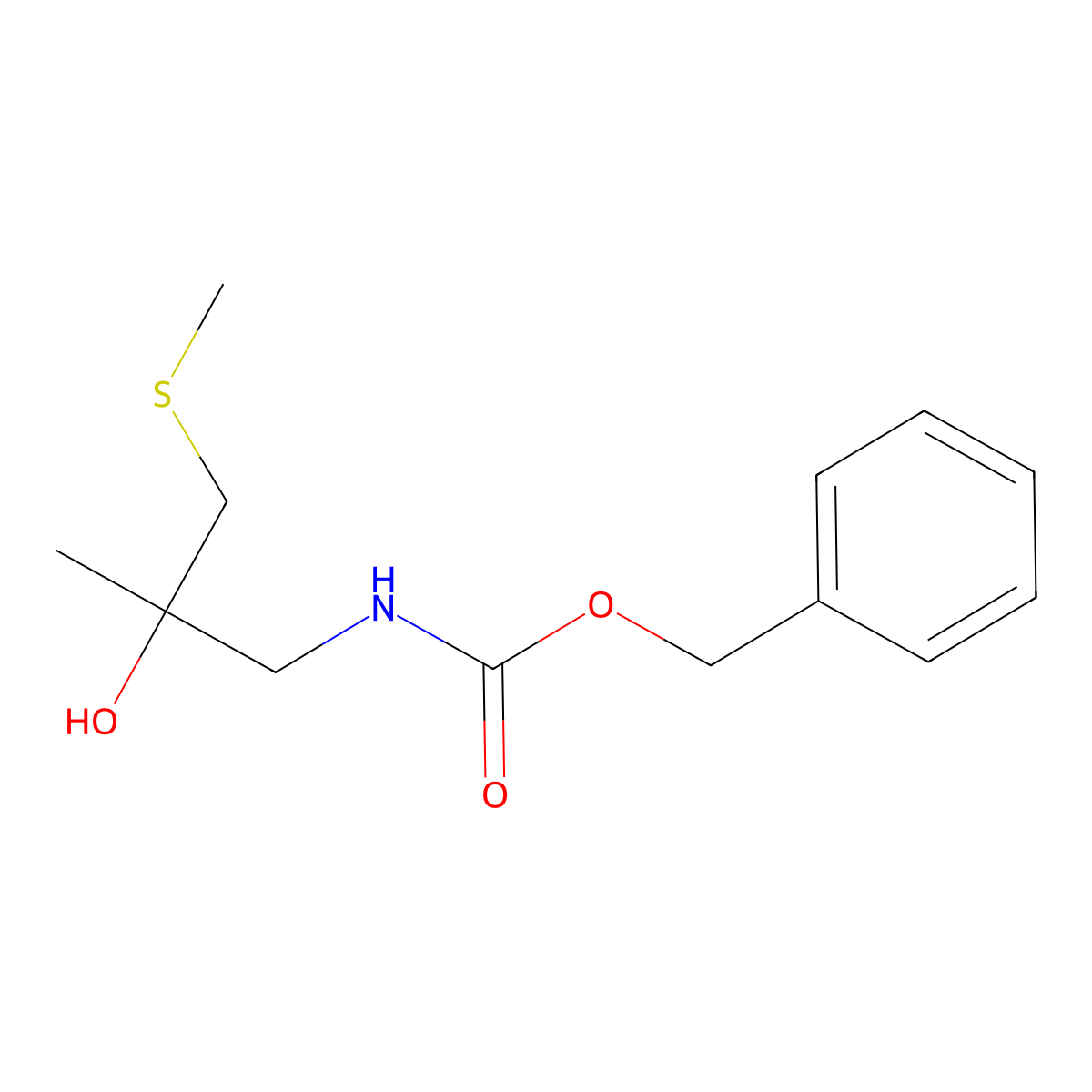 benzyl N-[2-hydroxy-2-methyl-3-(methylsulfanyl)propyl]carbamate molecular structure, CAS 1698228-93-1