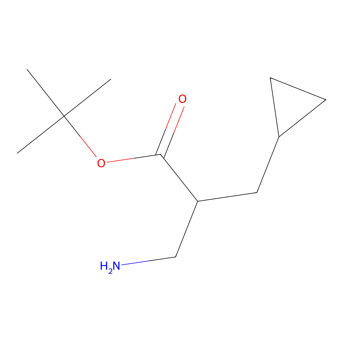 Tert-butyl 3-amino-2-(cyclopropylmethyl)propanoate molecular structure, CAS 1698234-57-9