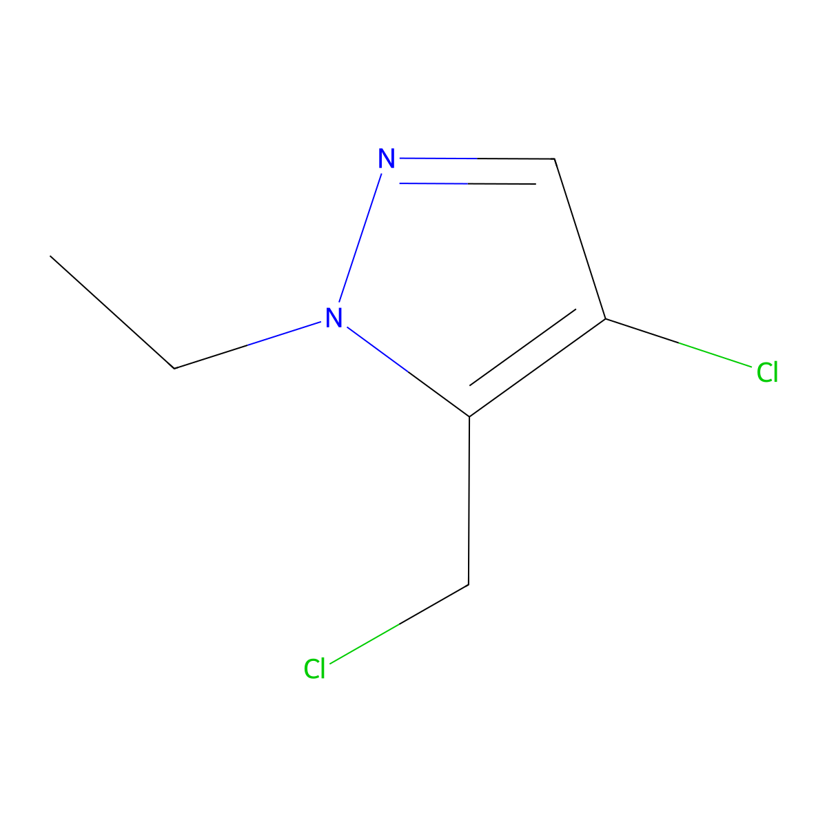 4-chloro-5-(chloromethyl)-1-ethyl-1H-pyrazole molecular structure, CAS 1698238-77-5