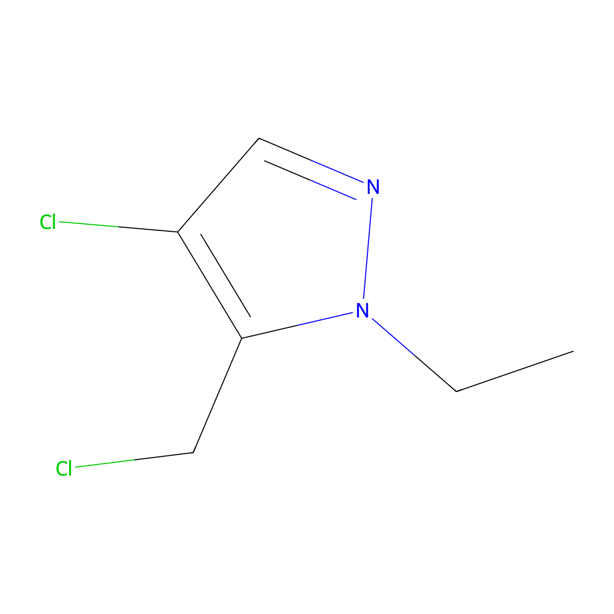 4-chloro-5-(chloromethyl)-1-ethyl-1H-pyrazole molecular structure, CAS 1698238-77-5