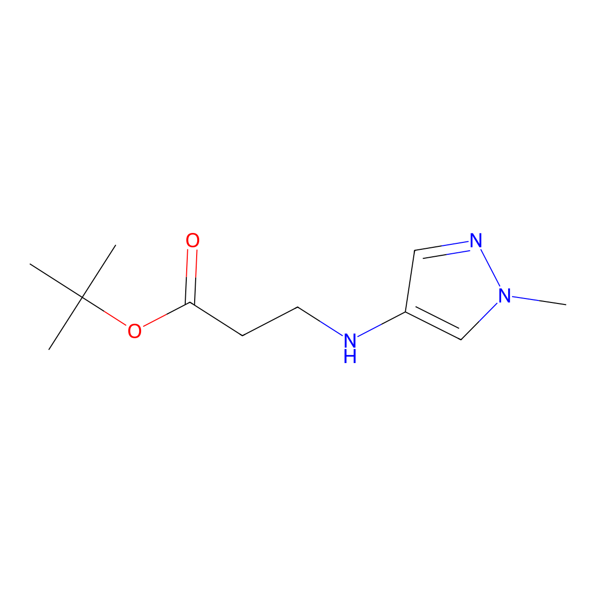 tert-butyl 3-[(1-methyl-1H-pyrazol-4-yl)amino]propanoate molecular structure, CAS 1698240-48-0
