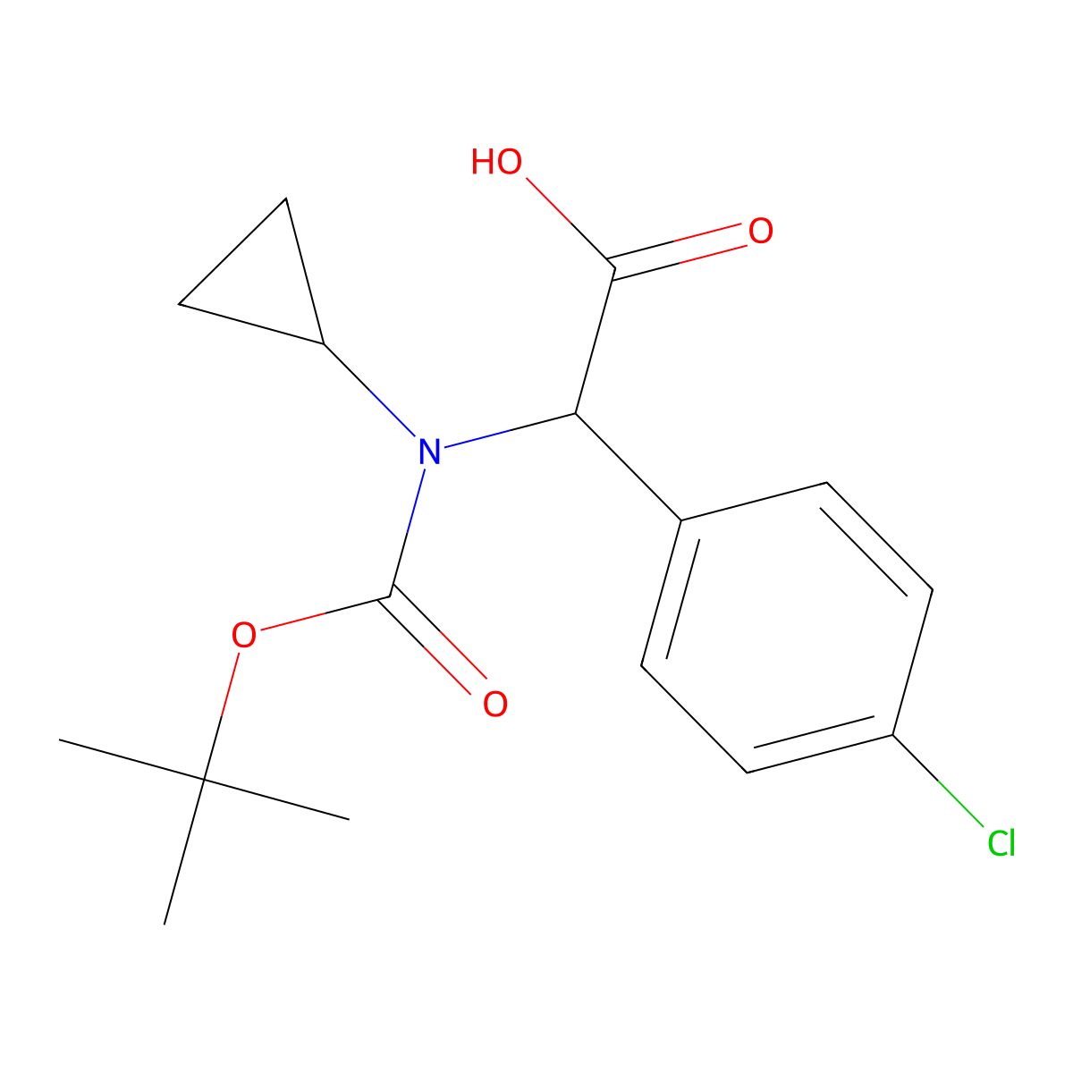 2-{[(Tert-butoxy)carbonyl](cyclopropyl)amino}-2-(4-chlorophenyl)acetic acid molecular structure, CAS 1698242-47-5