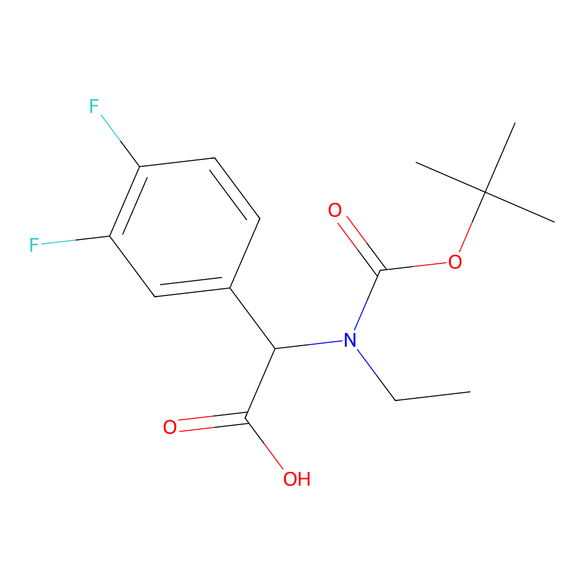 2-{[(Tert-butoxy)carbonyl](ethyl)amino}-2-(3,4-difluorophenyl)acetic acid molecular structure, CAS 1698253-50-7