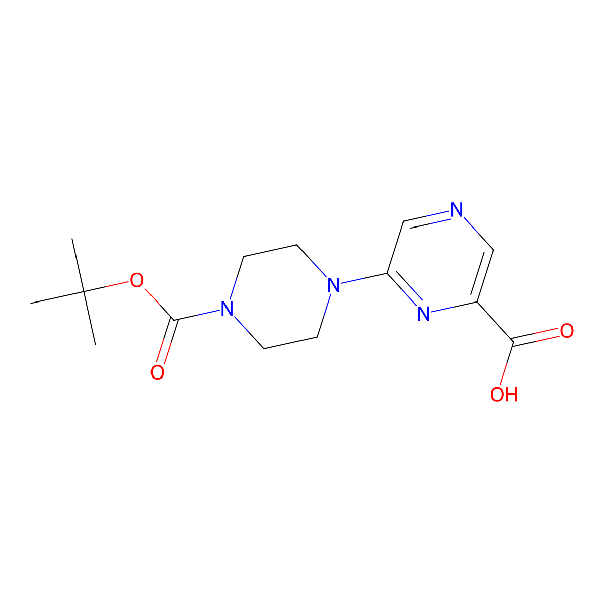 6-{4-[(Tert-butoxy)carbonyl]piperazin-1-yl}pyrazine-2-carboxylic acid molecular structure, CAS 1698263-41-0