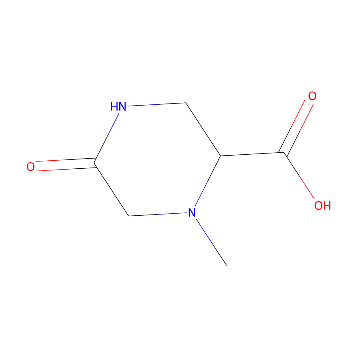 1-Methyl-5-oxopiperazine-2-carboxylic acid molecular structure, CAS 1698289-73-4