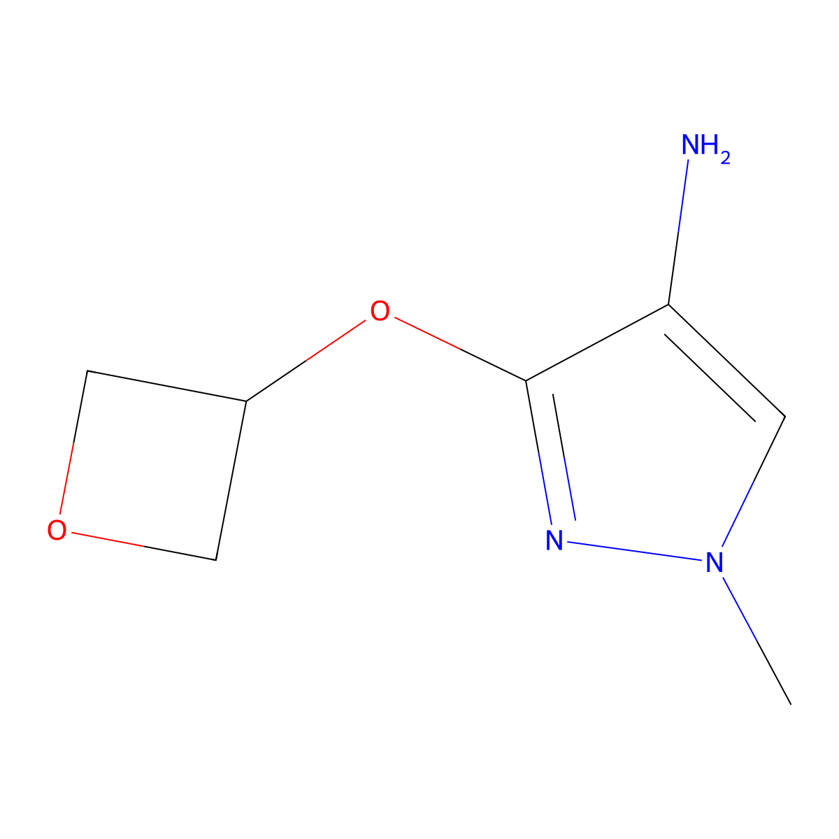 1-methyl-3-(oxetan-3-yloxy)-1H-pyrazol-4-amine molecular structure, CAS 1698291-73-4