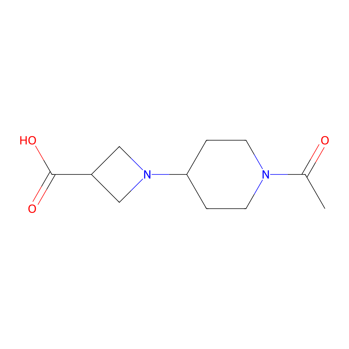 1-(1-Acetylpiperidin-4-yl)azetidine-3-carboxylic acid molecular structure, CAS 1698316-54-9