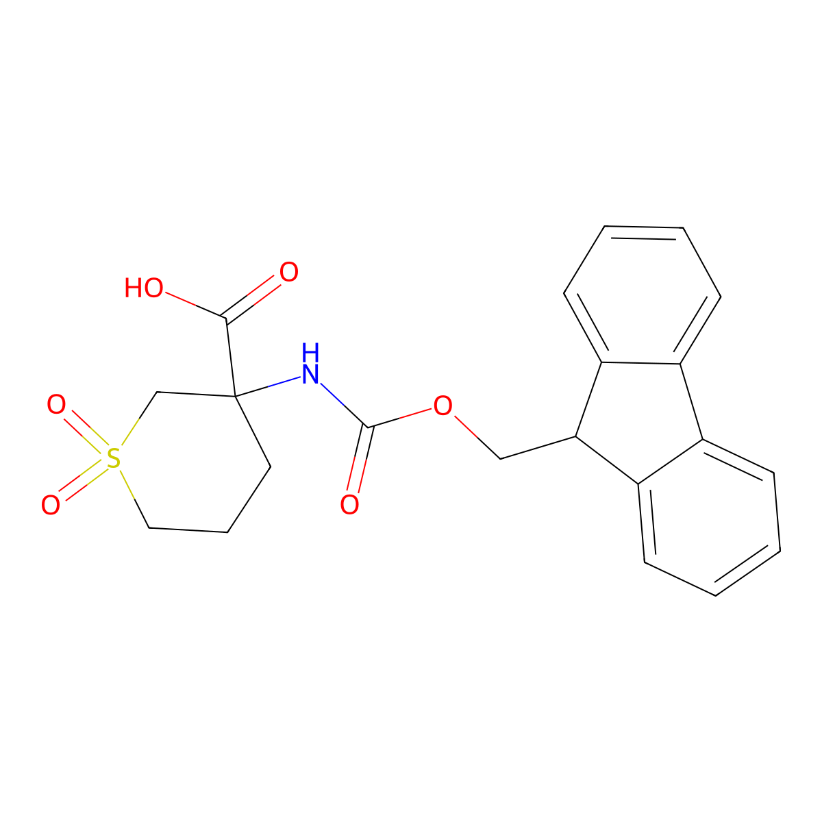 3-({[(9H-fluoren-9-yl)methoxy]carbonyl}amino)-1,1-dioxo-1lambda6-thiane-3-carboxylic acid molecular structure, CAS 1698327-88-6
