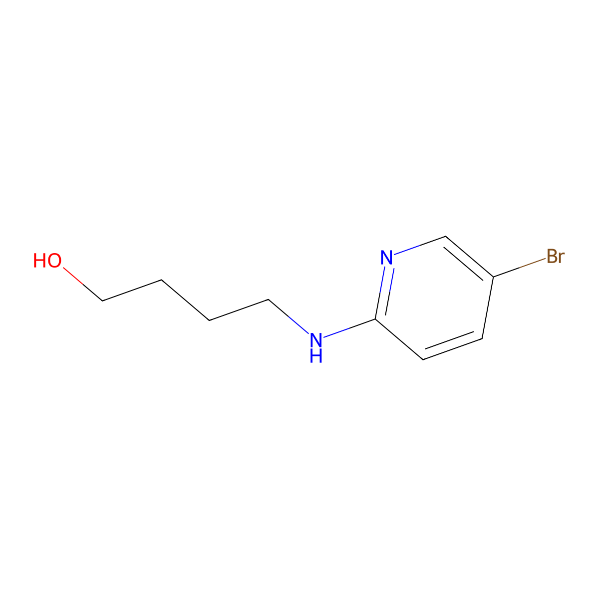 4-[(5-Bromopyridin-2-yl)amino]butan-1-ol molecular structure, CAS 1698344-80-7
