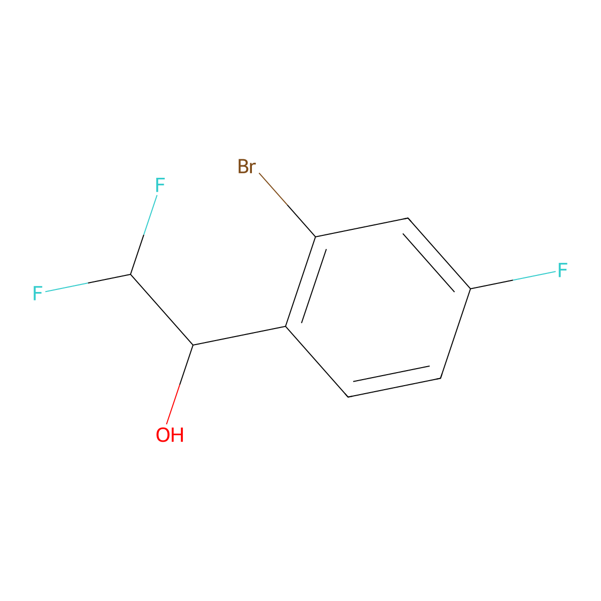 1-(2-Bromo-4-fluorophenyl)-2,2-difluoroethan-1-ol molecular structure, CAS 1698354-52-7