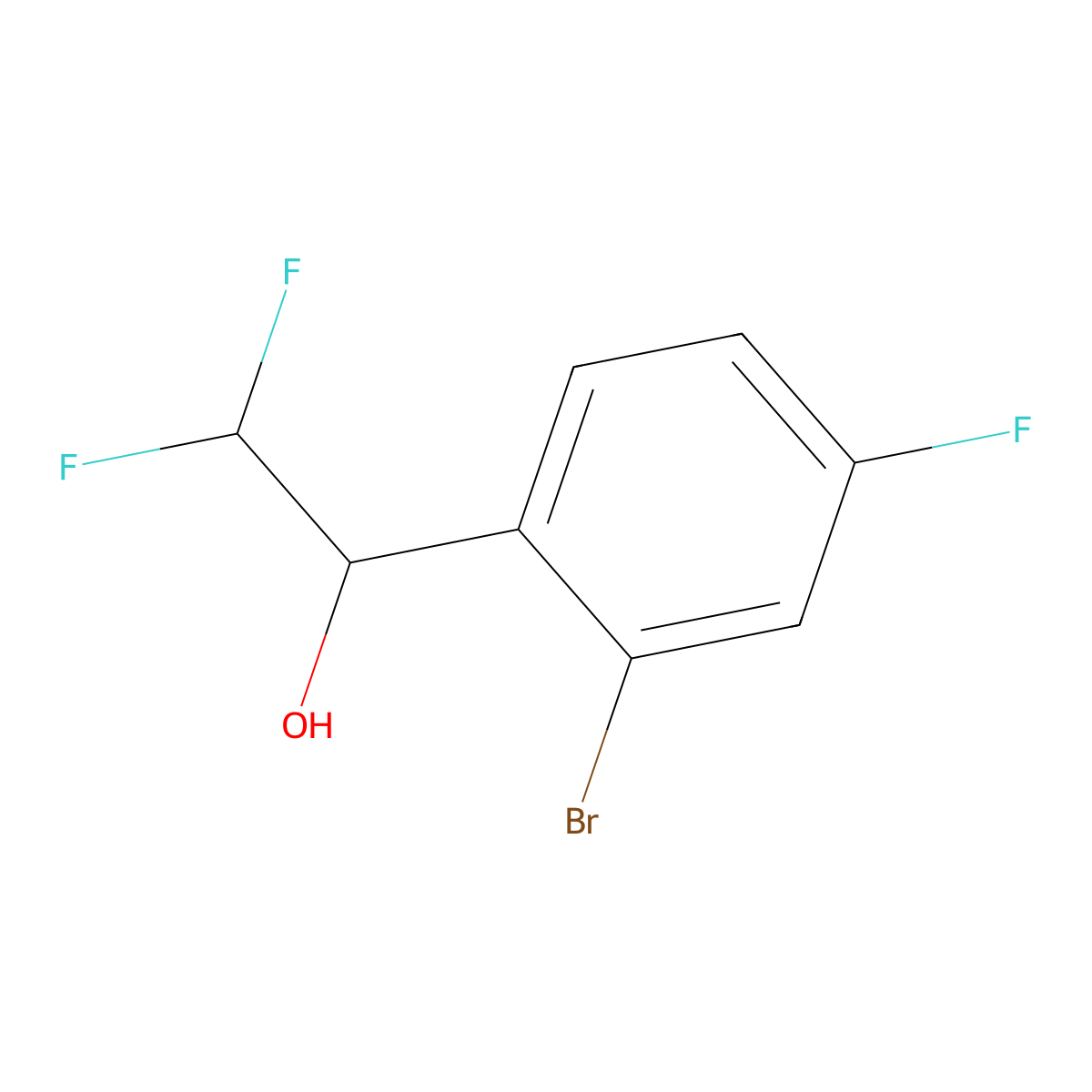 1-(2-Bromo-4-fluorophenyl)-2,2-difluoroethan-1-ol molecular structure, CAS 1698354-52-7