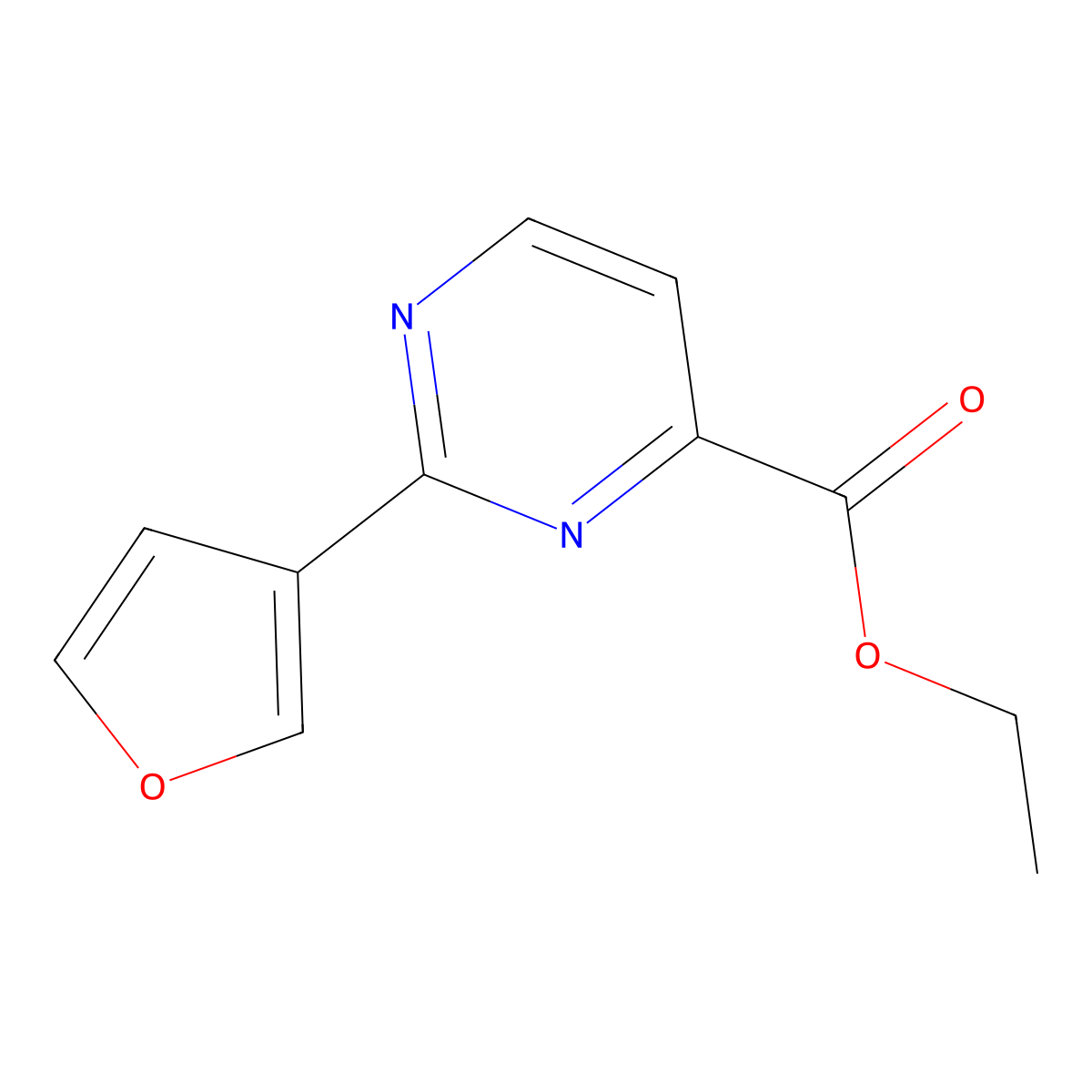 Ethyl 2-(furan-3-yl)pyrimidine-4-carboxylate molecular structure, CAS 1698361-06-6