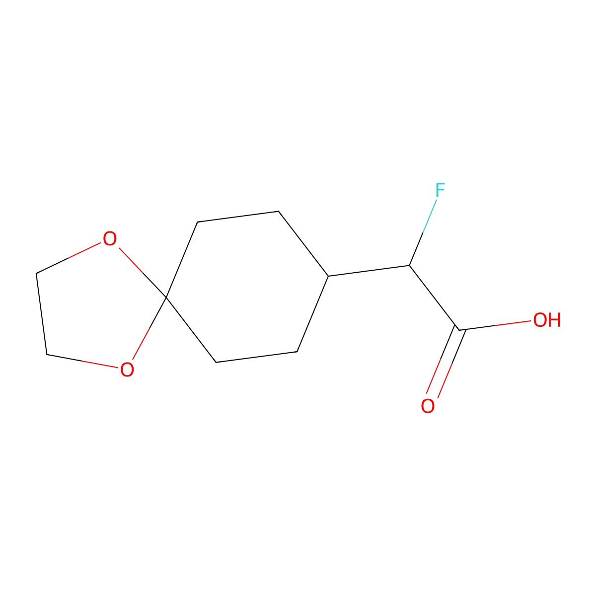 2-{1,4-Dioxaspiro[4.5]decan-8-yl}-2-fluoroacetic acid molecular structure, CAS 1698382-32-9