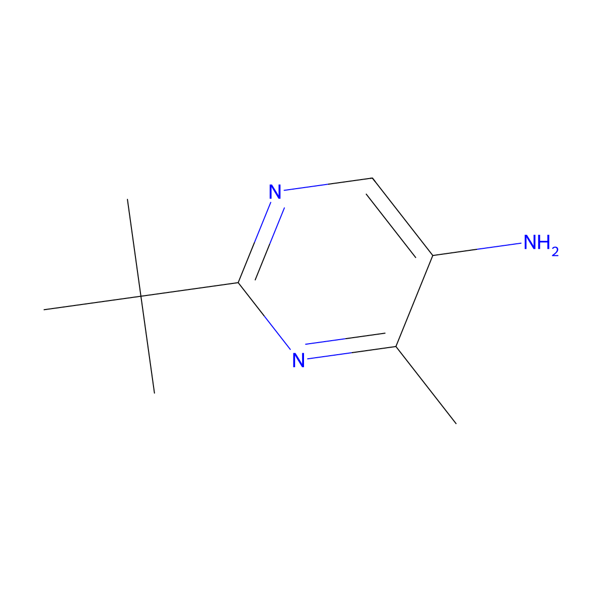 2-Tert-butyl-4-methylpyrimidin-5-amine molecular structure, CAS 1698394-04-5