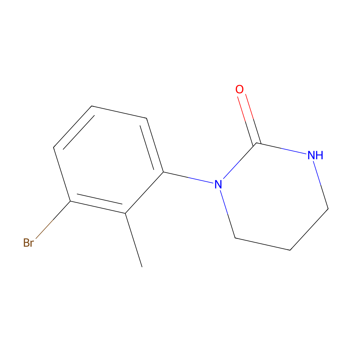 1-(3-Bromo-2-methylphenyl)-1,3-diazinan-2-one molecular structure, CAS 1698402-96-8