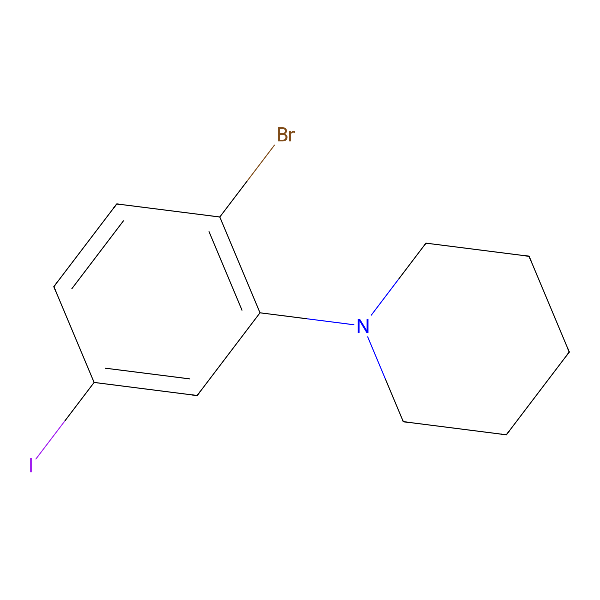 1-(2-Bromo-5-iodophenyl)piperidine molecular structure, CAS 1698405-18-3
