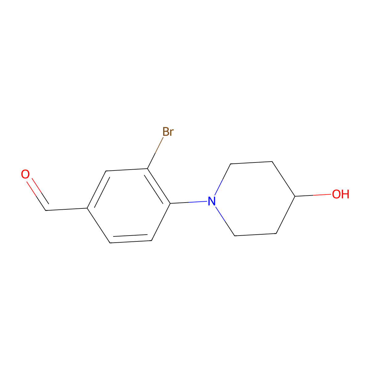 3-Bromo-4-(4-hydroxypiperidin-1-yl)benzaldehyde molecular structure, CAS 1698411-72-1
