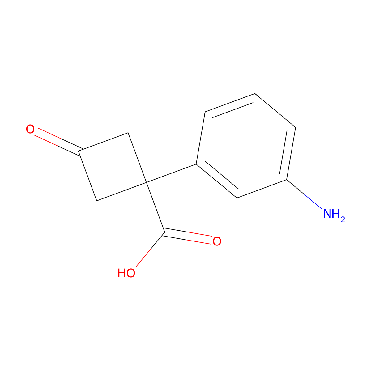 1-(3-Aminophenyl)-3-oxocyclobutane-1-carboxylic acid molecular structure, CAS 1698413-24-9