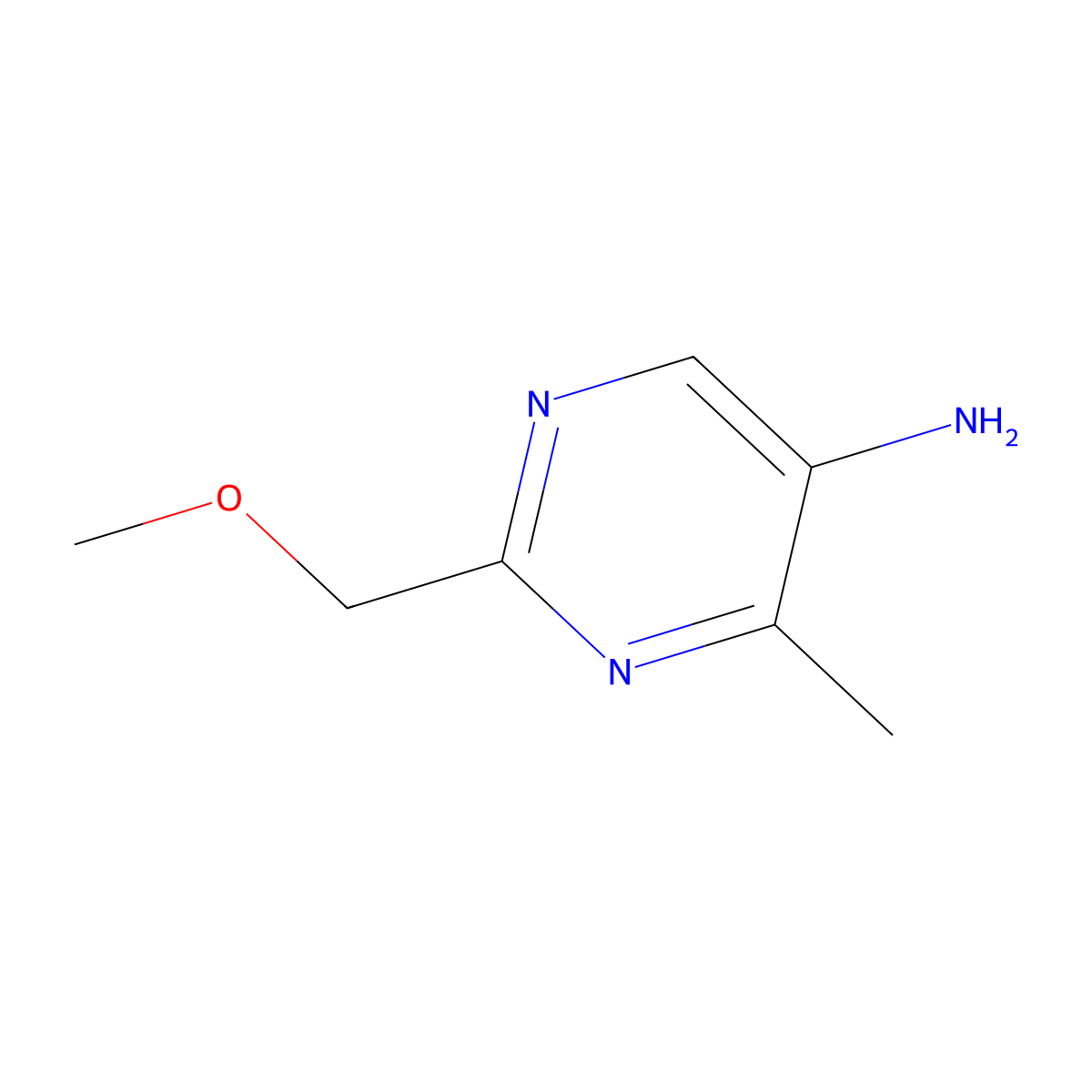 2-(Methoxymethyl)-4-methylpyrimidin-5-amine molecular structure, CAS 1698415-38-1