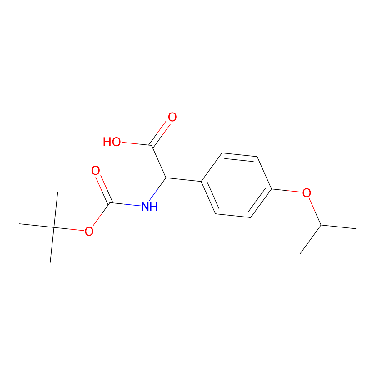{[(tert-Butoxy)carbonyl]amino}(4-isopropoxyphenyl)acetic acid molecular structure, CAS 1698417-10-5