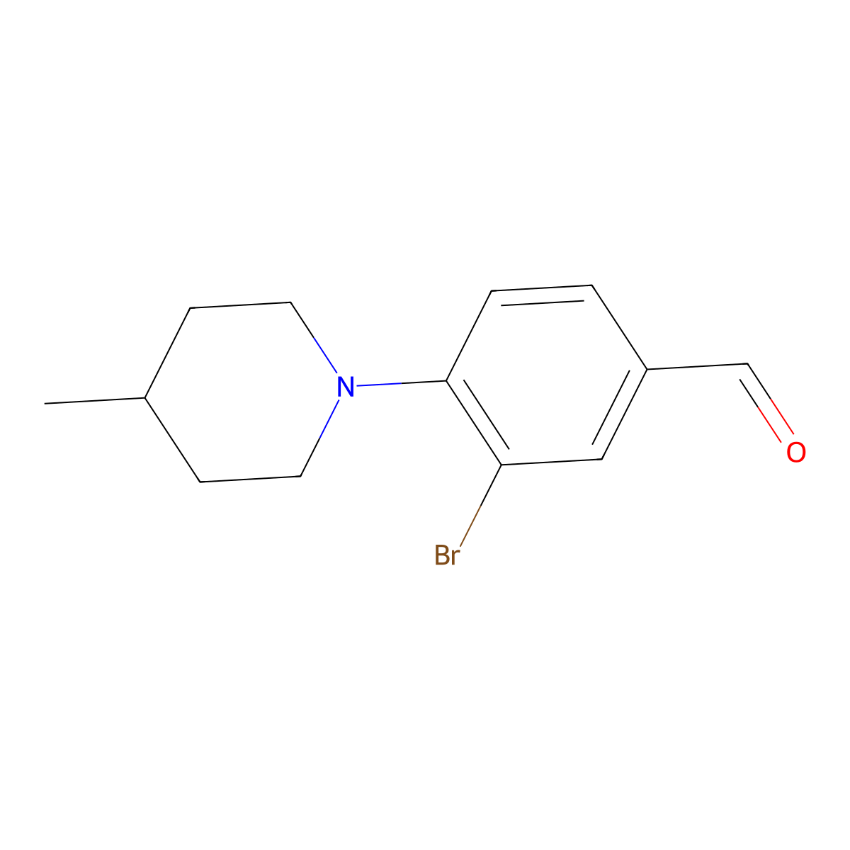 3-Bromo-4-(4-methylpiperidin-1-yl)benzaldehyde molecular structure, CAS 1698473-77-6