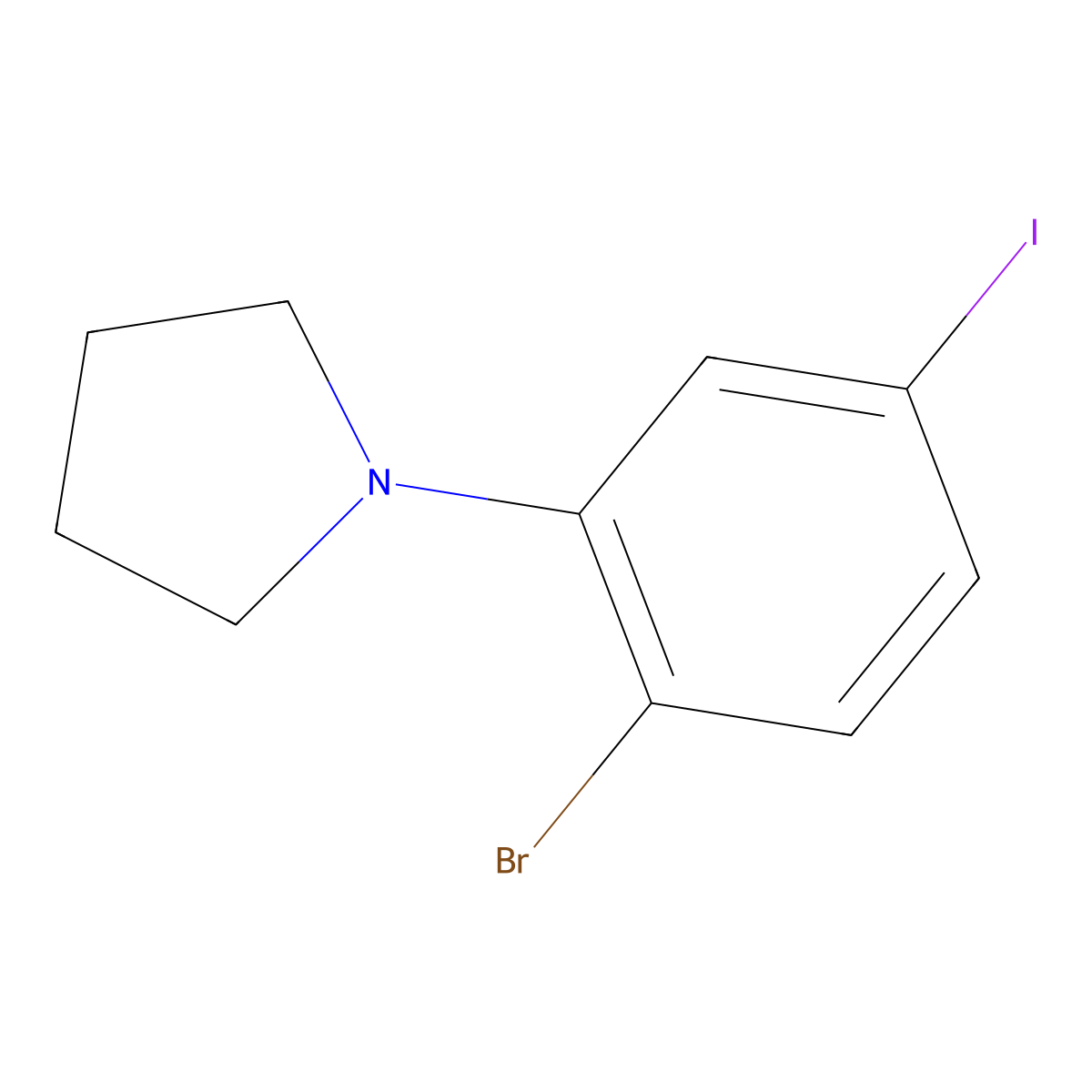 1-(2-Bromo-5-iodophenyl)pyrrolidine molecular structure, CAS 1698477-32-5