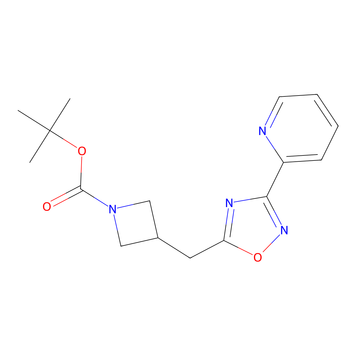tert-Butyl 3-((3-(pyridin-2-yl)-1,2,4-oxadiazol-5-yl)methyl)azetidine-1-carboxylate molecular structure, CAS 1698489-09-6